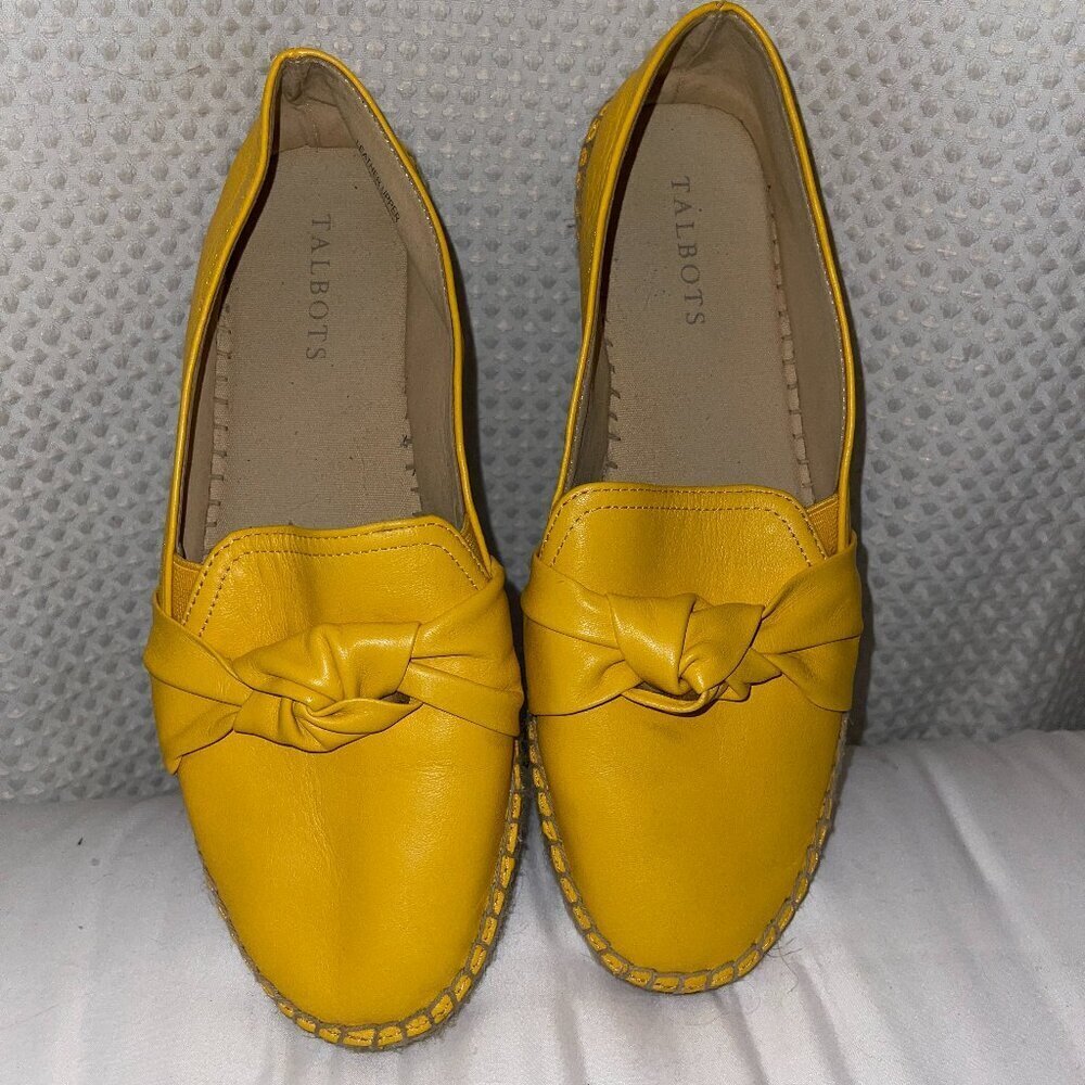 Talbots Soft Nappa Leather Izzy Knot Espadrilles – Yellow – Size 9M